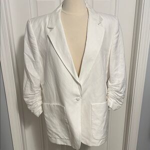 Calvin Klein Classic White Blazer new without tag womens size 16 ruched sleeves